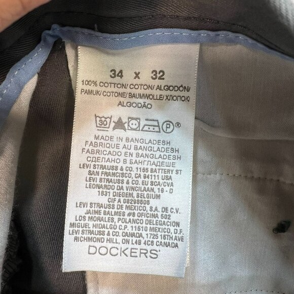 Dockers Men's Straight Fit Chino Pants Flat Front Size 34x32 Gray Soild Casual - Picture 4 of 10